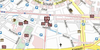 Stadtplan Evangelische Stadtkirche  Karlsruhe